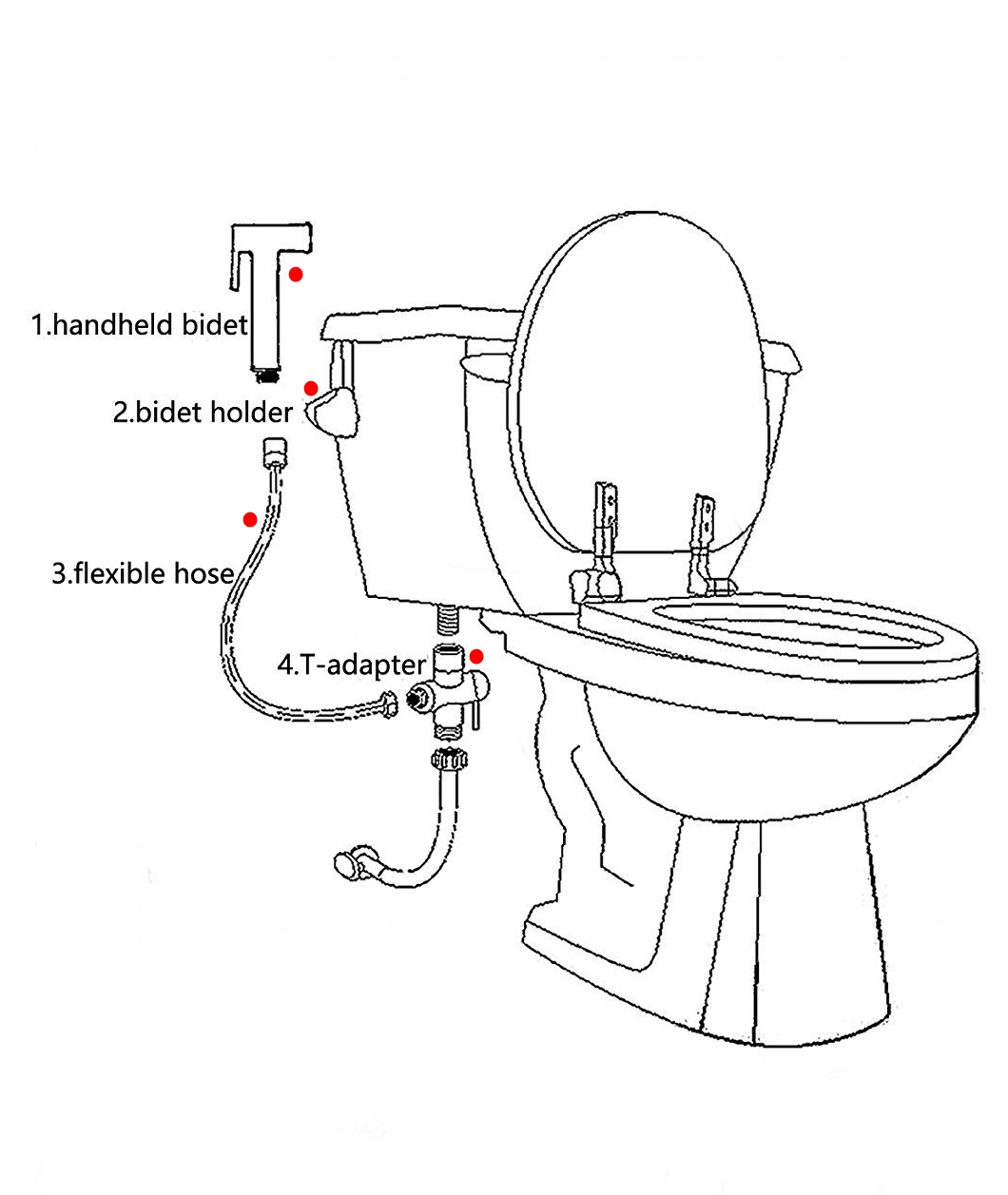 7/8" T 2 Ways Toilet Hand Held Bidet Shattaf Sprayer Shower Kit adapter,Holder