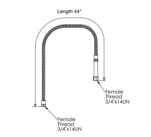 44" SS Flexible Pipe for Pre-Rinse Faucet, Grip Handle C8147 aluids