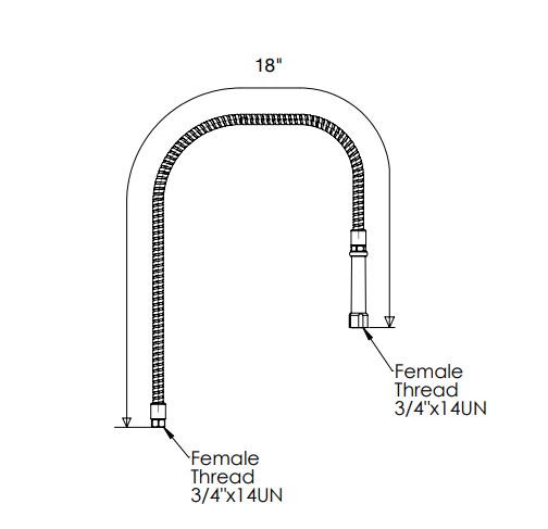 18" SS Flexible Pipe for Pre-Rinse Faucet, Grip Handle C8218 aluids