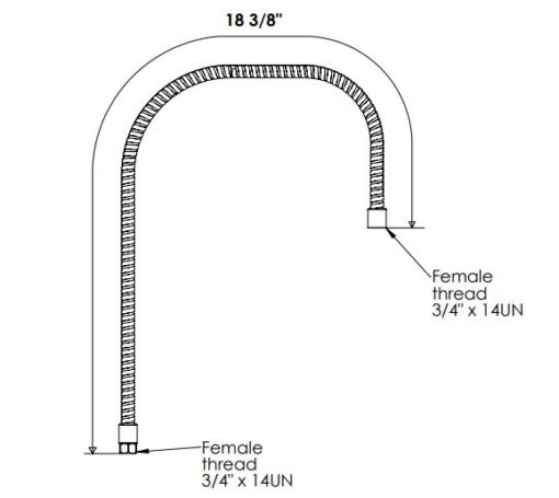 24" SS Flexible Pipe for Pre-Rinse Faucet, Less Handle C8223 aluids