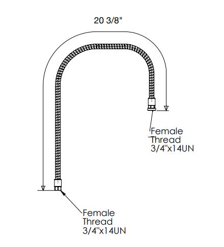 26" SS Flexible Pipe for Pre-Rinse Faucet, Less Handle C8225 aluids