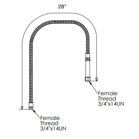 28" SS Flexible Pipe for Pre-Rinse Faucet, Grip Handle C8228 aluids