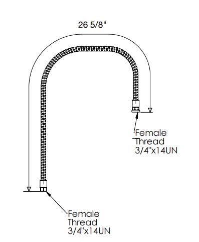 32" SS Flexible Pipe for Pre-Rinse Faucet, Less Handle C8231 aluids