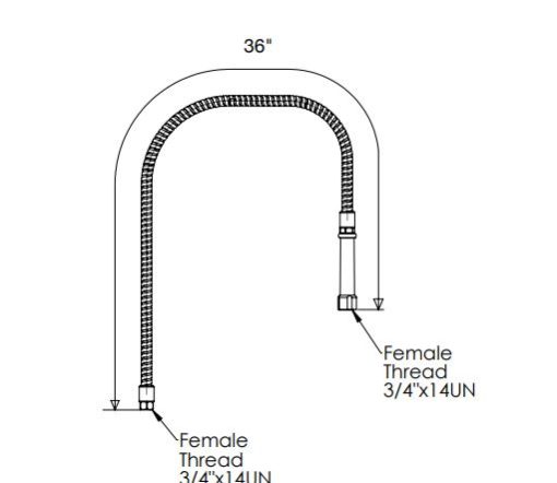 36" SS Flexible Pipe for Pre-Rinse Faucet, Grip Handle C8236 aluids