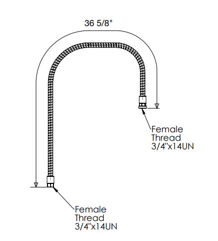 42" SS Flexible Pipe for Pre-Rinse Faucet, Less Handle C8242 aluids
