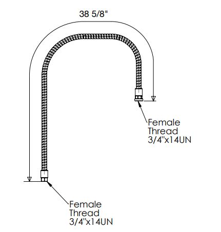 44" SS Flexible Pipe for Pre-Rinse Faucet, Less Handle C8244 aluids