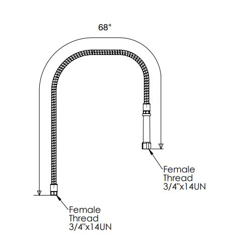 68" SS Flexible Pipe for Pre-Rinse Faucet, Grip Handle C8267 aluids