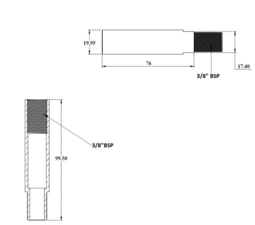 3/8" x 4" Long CP Extension Nipple 22006 aluids