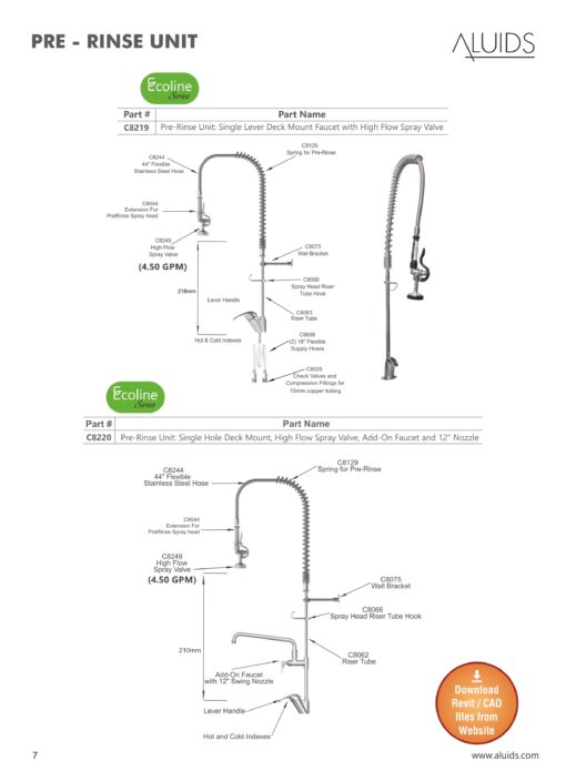Pre-Rinse Unit: Single Hole Deck Mount, High Flow Spray Valve, Add-On Faucet and 12" Nozzle
