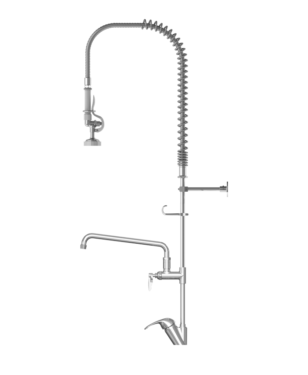 Pre-Rinse Unit: Single Hole Deck Mount, High Flow Spray Valve, Add-On Faucet and 12" Nozzle C8220-CE aluids