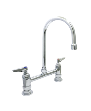 Double Pantry Faucet, Deck Mount, 8" Centers, Swivel/Rigid Gooseneck, Lever Handles C8194 aluids