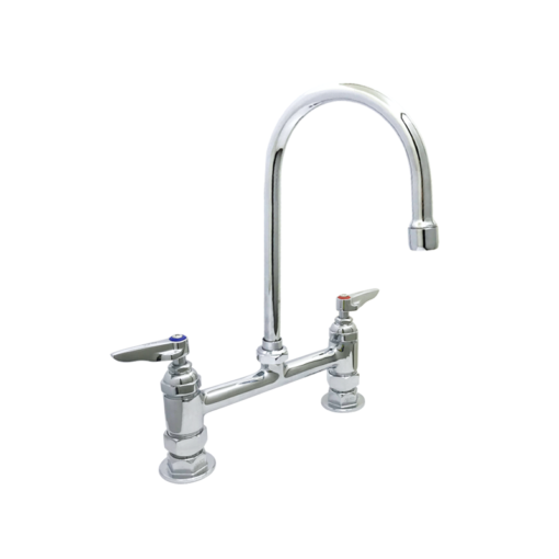 Double Pantry Faucet, Deck Mount, 8" Centers, Swivel/Rigid Gooseneck, Lever Handles C8194 aluids