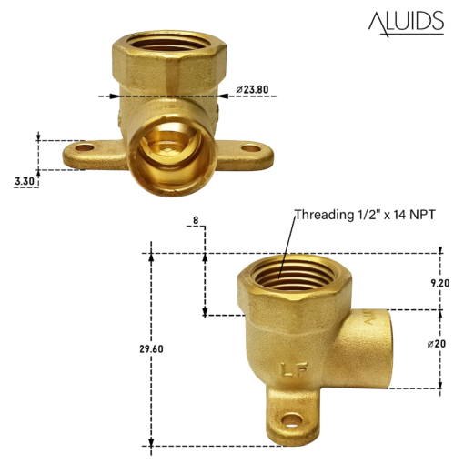 90 Degree Drop Ear Elbow-Lead Free Brass- 1/2" FIP x 1/2" C C6012 aluids