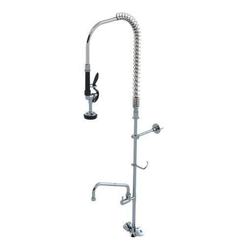 Pre-Rinse Unit: Long Height Double Lever Single Hole Deck Mount, High Flow Spray Valve C8442 aluids