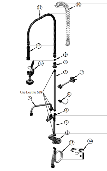 Pre-Rinse Unit: Long Height Double Lever Single Hole Deck Mount, High Flow Spray Valve