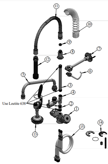 Pre-rinse shower unit with the double lever mixer in deck-mount style.