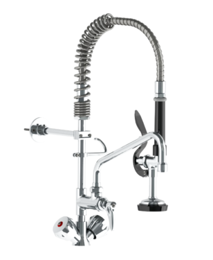 Pre-Rinse Shower Unit :Short Height Double Lever, Single Hole, Deck Mount - 4.50 GPM Spray Valve C8436 aluids