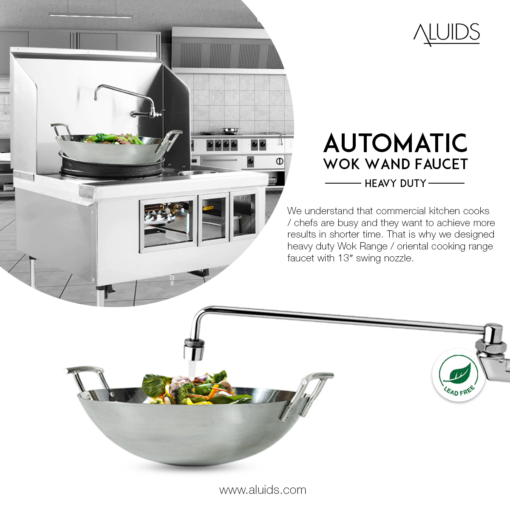 Chinese Cooking Range faucet w/ 13" and 17" spout - Full Flow -1/2" Inlet C8495 aluids