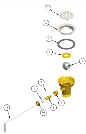 Ball waste valve with flat strainer