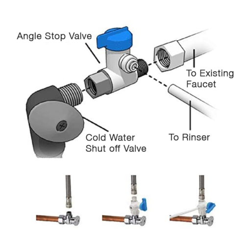 Angle Stop Valve 3/8" Male x 3/8 Female - 3/8" OD tube C2175 aluids