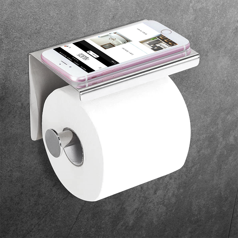 Wall Mounted Toilet Paper Holder Tissue Paper Holder Roll Holder With Phone  Storage Shelf Bathroom Rack Shelves Accessories Tool