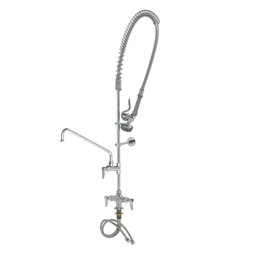 Pre-Rinse Unit:Long Height Double Lever Single Hole Deck Mount and Add-on Faucet with 12" spout C8445 aluids