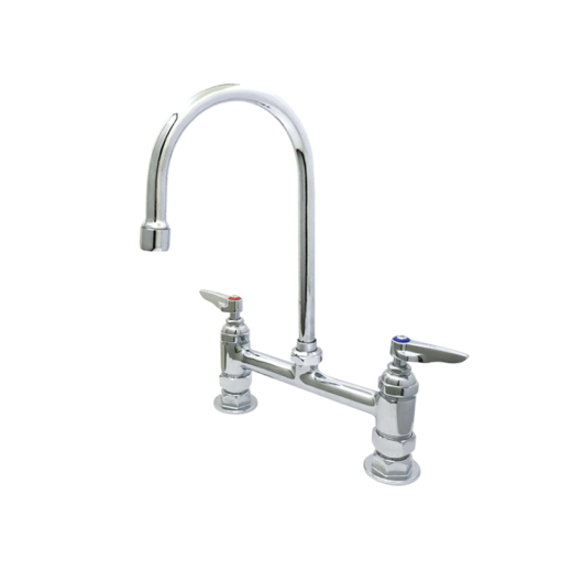 Double Pantry Faucet, Deck Mount, 8" Centers, 5 11/16" WIDE Rigid Gooseneck, Lever Handles C8234 aluids