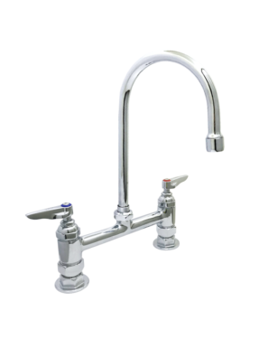 Double Pantry Faucet, Deck Mount, 8" Centers,8-1/2" Swivel Gooseneck, Lever Handles C8197 aluids