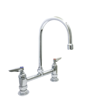 Double Pantry Faucet, Deck Mount, 8" Centers, 5 11/16" WIDE Rigid Gooseneck, Lever Handles C8234 aluids