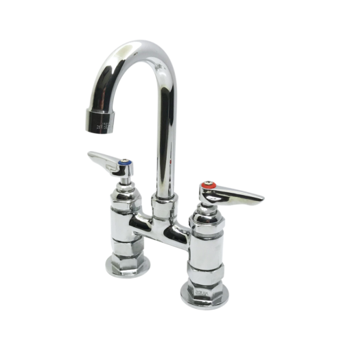 Double Pantry Faucet, Deck Mount, 4" Centers,3-1/2" wide Swivel Gooseneck C8279 aluids