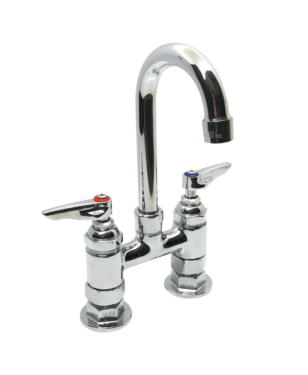 Double Pantry Faucet, Deck Mount, 4" Centers,8-1/2" wide Swivel Gooseneck C8279 aluids