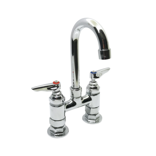 Double Pantry Faucet, Deck Mount, 4" Centers,8-1/2" wide Swivel Gooseneck C8279 aluids