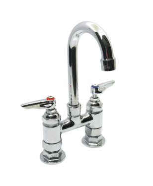 Double Pantry Faucet, Deck Mount, 4" Centers,5-11/16" wide Swivel Gooseneck C8278 aluids