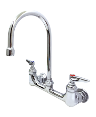 Double Pantry Faucet, Wall Mount, 8" Centers,8-1/2" wide Swivel Gooseneck, Lever Handles C8459 aluids