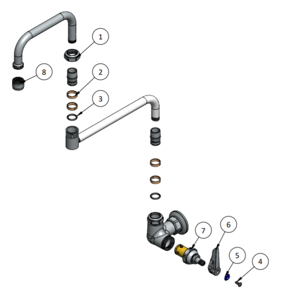 Single Pantry Faucet, Single Hole Base, Wall Mount, 15