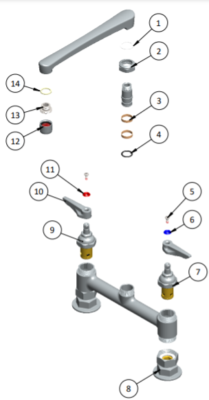Double Pantry Faucet, Double Hole Base, 8″ Deck Mount, 8″ Cast Spout