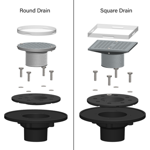 No Hub Drain Square and Round