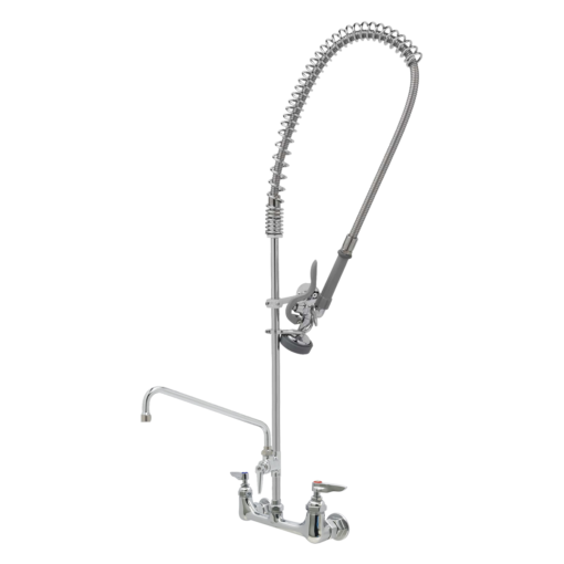 8" Center Wall Mount Pre-Rinse -1.42 GPM with Wall Bracket and Add on Faucet with 12" Spout C8466 aluids