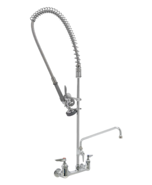 8" Center Wall Mount Pre-Rinse -1.42 GPM with Wall Bracket and Add on Faucet with 12" Spout C8466 aluids