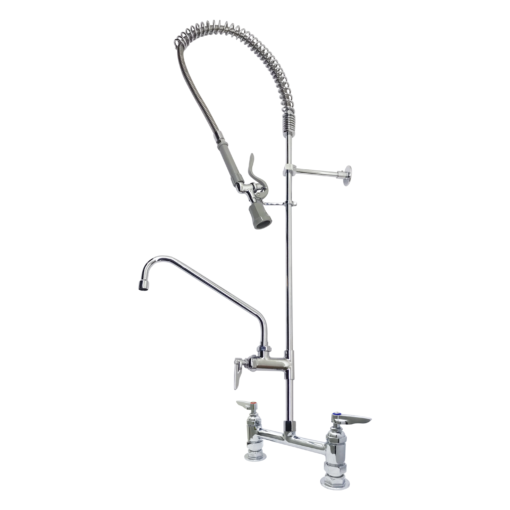 4" Center Deck Mount Pre-Rinse -1.15 GPM with Wall Bracket and Add on Faucet with 8 Spout C8573 aluids
