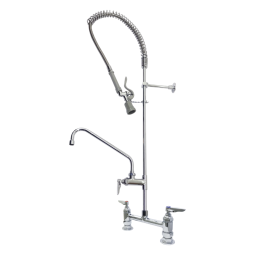 8" Center Deck Mount Pre-Rinse -1.15 GPM with Wall Bracket and Add on Faucet with 12" Spout C8468 Aluids