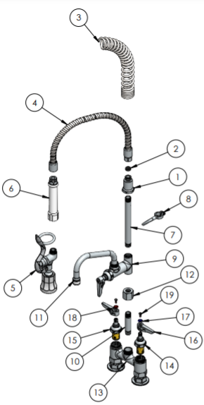 Center Deck Mount Pre-Rinse -1.15 GPM with Wall Bracket and Add on Faucet