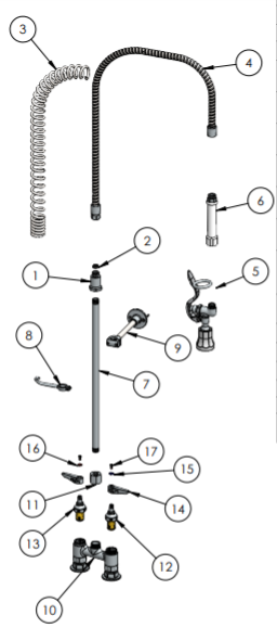 Center Deck Mount Pre-Rinse -1.15 GPM Long Height – Double lever