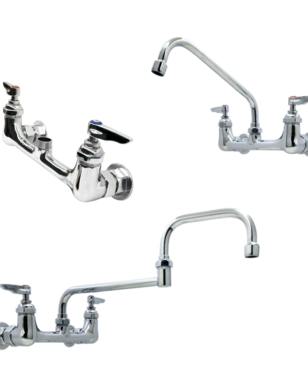 Wall mount Double Pantry Faucet with Swivel Base Spout