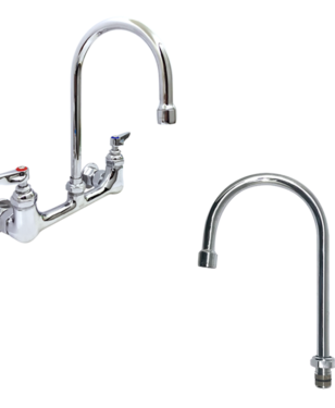 Wall mount Double Pantry Faucet with Swivel Gooseneck Spout
