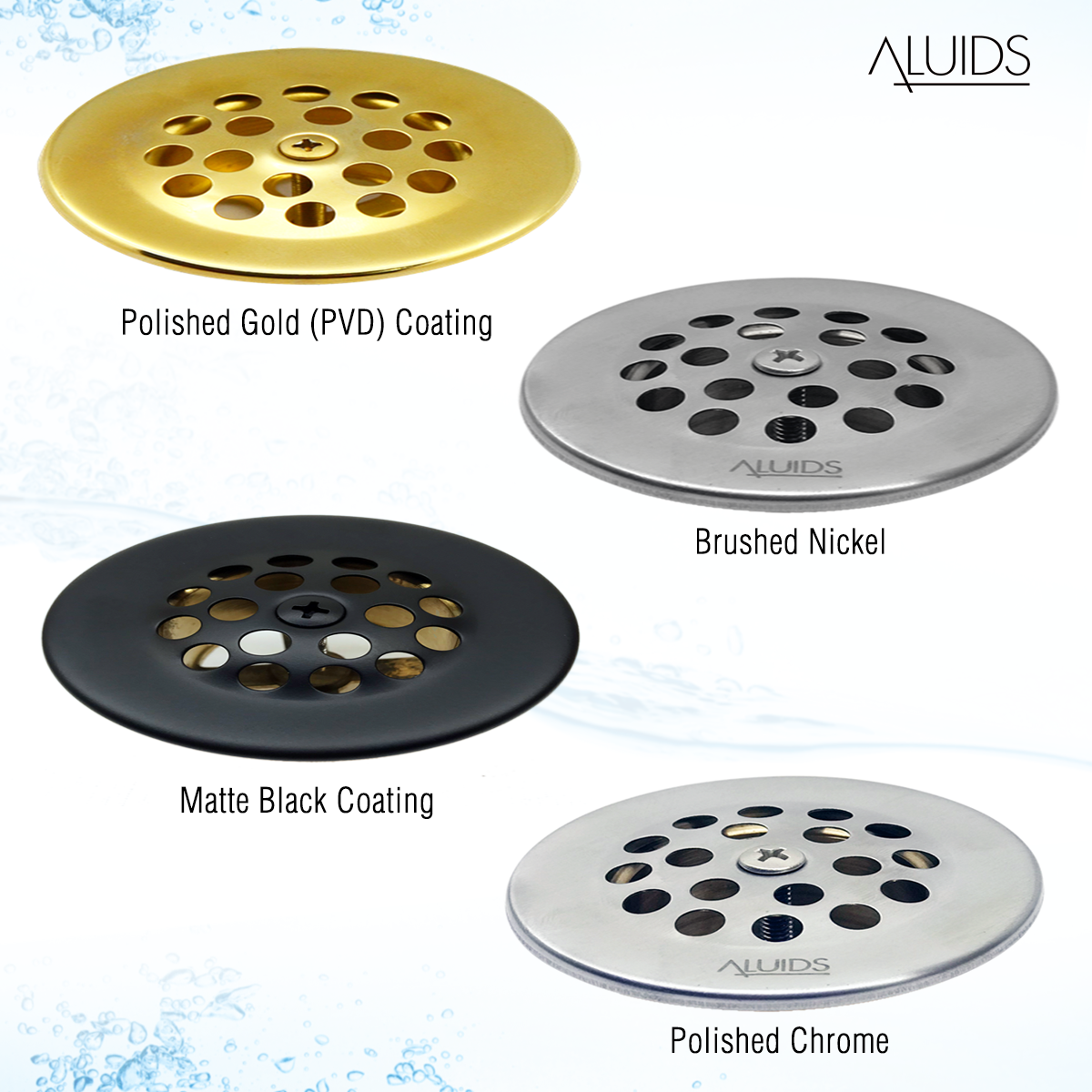 Aluids Bathtub Grid Strainer - Brushed Nickel - C8033