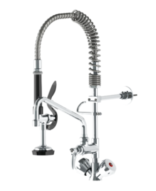 Mini PRU-Pre-Rinse Shower Unit :Short Height Double Lever, Single Hole, Deck Mount - 4.50 GPM Spray Valve-With CERAMIC CARTRIDGE