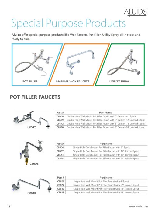 Single Hole Wall Mount Pot Filler Faucet with 24" Jointed Spout Faucet with 8" Centers- 6" Spout