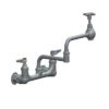Double Hole Wall Mount Pot Filler Faucet with 8" Centres- 12" Jointed Spout