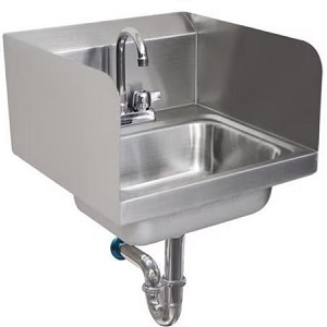 Aluids-Deck Mounted Hand Sink with Dual Splash Deck Mounted Faucet and P-trap- 9400-DS-F-PT